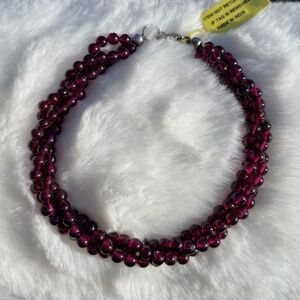 Twisted Garnet 8” Beaded Bracelet NWT